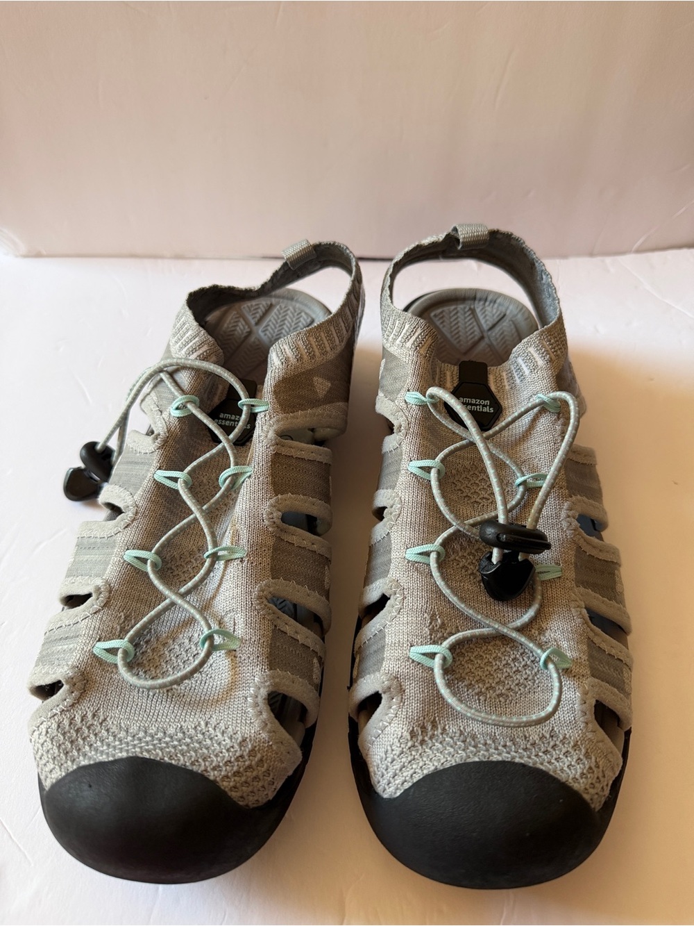 Gray Outdoor Sandal with Mint Accents